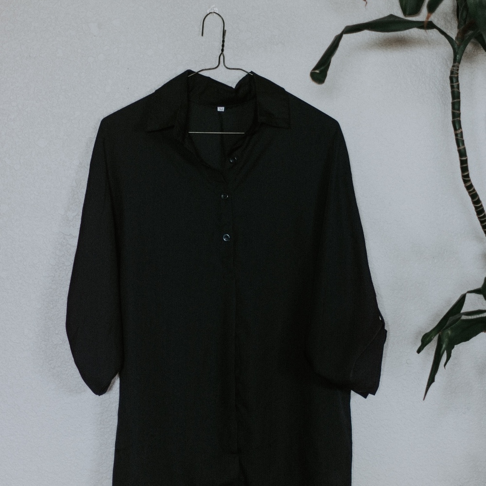 Long Black Button Up Shirt